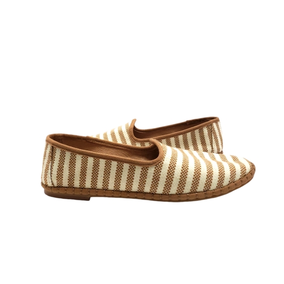 J. Jill Shoes - J. Jill Marina Knit & Leather Flats Tan/White Stripped Sz 7.5